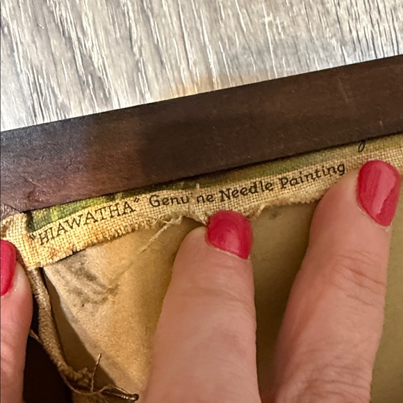 Set of Three Vintage Framed Cottage Prints on Fabric with Embroidered Flowers - Picture 11 of 12